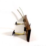 Vintage hook coat rack in gilded metal and vintage wood France