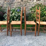 4 oak mulched chairs