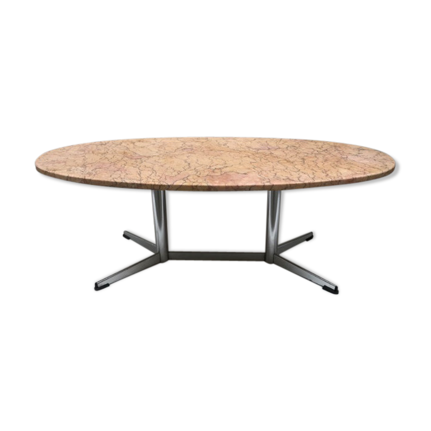 Steel coffee table with marble top