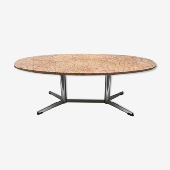 Steel coffee table with marble top