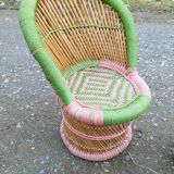 Armchair and stool set in bamboo and braided string