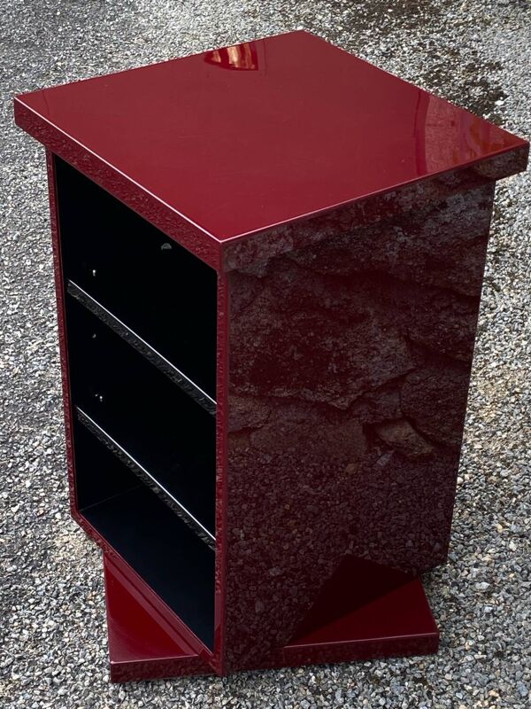 Etagere carree plexiglass bordeaux lie de vin david lange vintage 1980