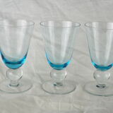 Set de 3 verre à vin des 70s à fumure bleue
