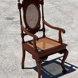Set of 6 medallion armchairs in turned and carved wood from the late 19th century