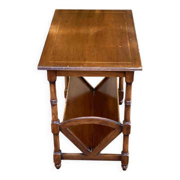 Wooden side table magazine rack in neo-classical English style.