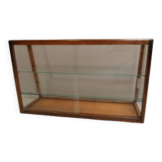 Vintage Dutch oak bakery display cabinet