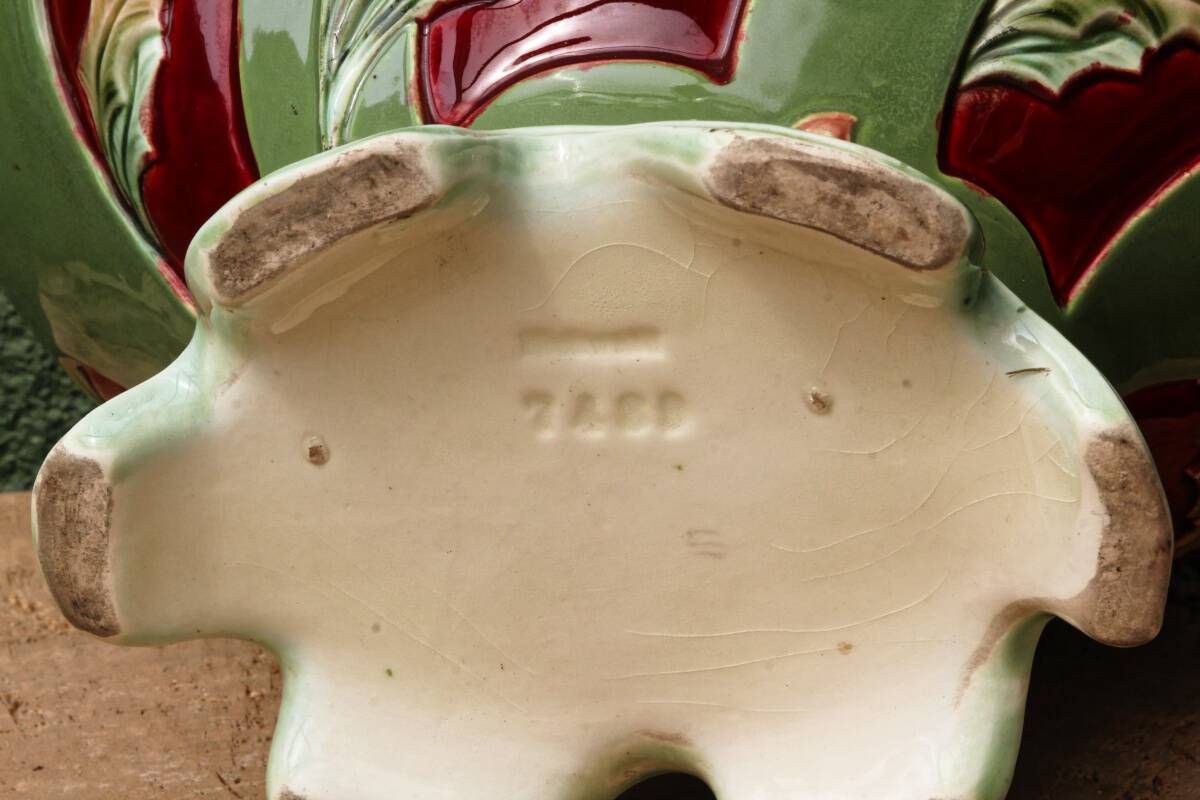Art Nouveau slip planter with thistles