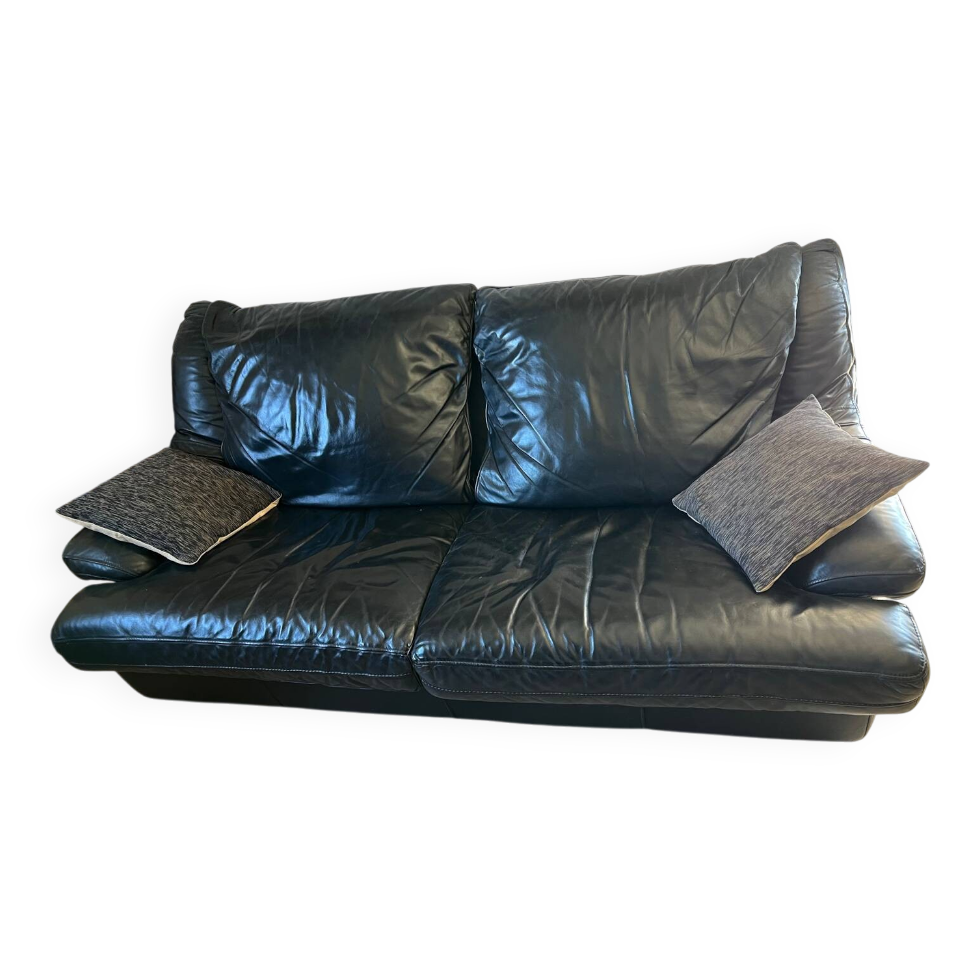 Black leather sofa