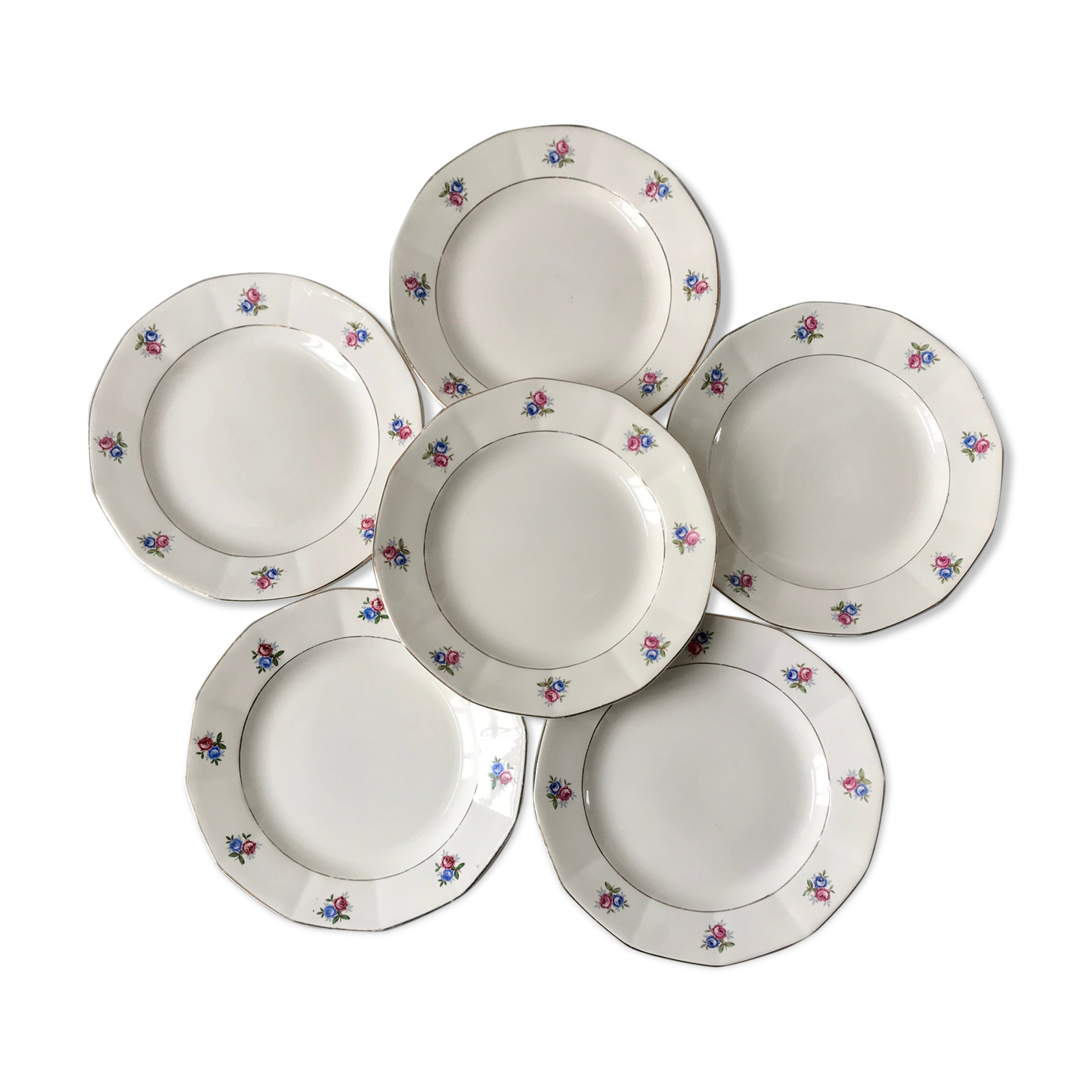 Set of 6 dessert plates Digoin Sarreguemines 50s