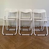perforated metal folding chairs, vintage design from the 1970s