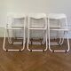 chaises pliantes en métal perforée, design vintage annees 1970