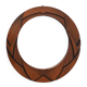 Belgian Art Deco Round Mirror with Geometric Wooden Frame, circa 1920