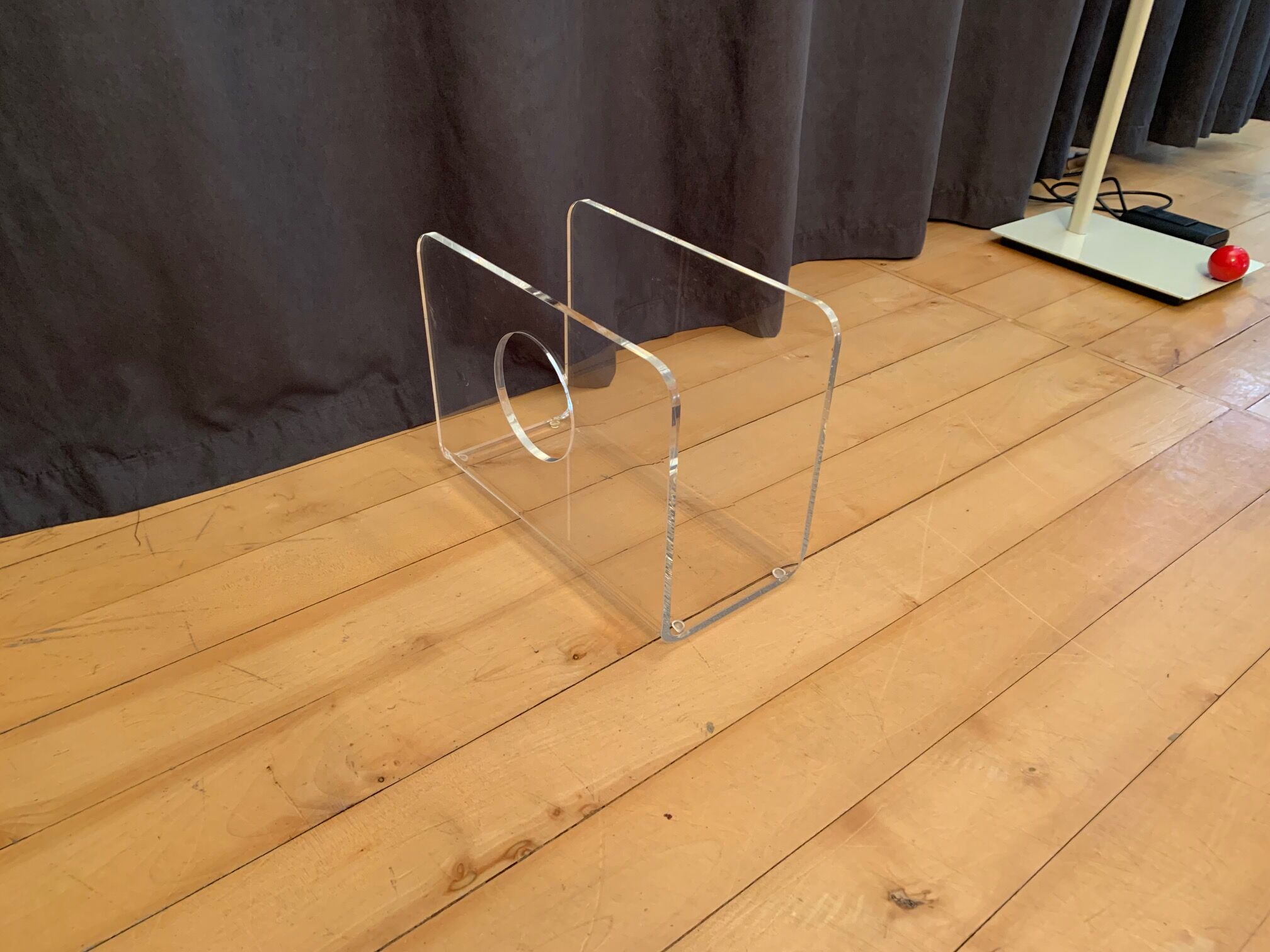 Lucite newspaper stand, 1970s