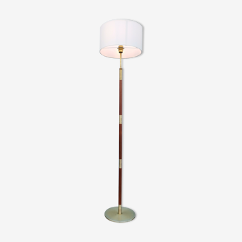 Lampadaire design scandinave teck et laiton