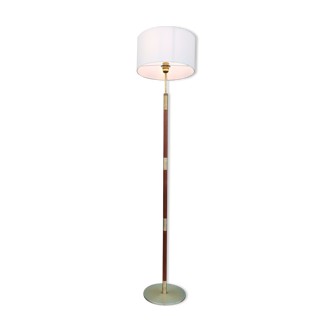 Lampadaire design scandinave teck et laiton