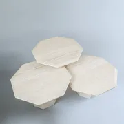 Set of 3 Travertine Octagonal Nesting Tables, 1970s.