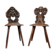 Set of chairs called Sgabello Renaissance style in solid walnut around 1850