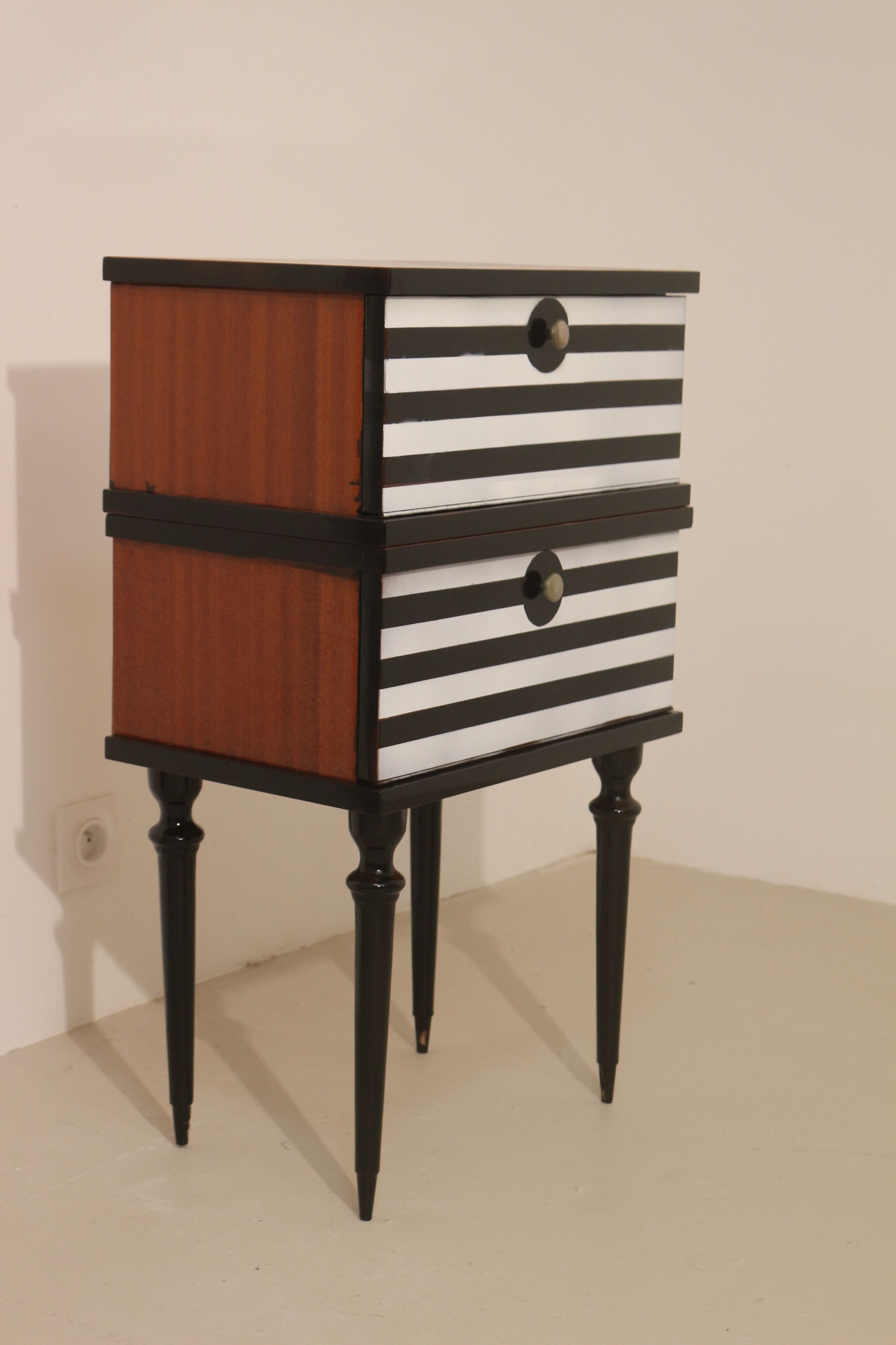 Pair of bedside table restyled swing door year 60