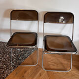 Set of 2 smoked Plexiglas chairs