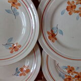 Set of 6 small plates with orange flowers