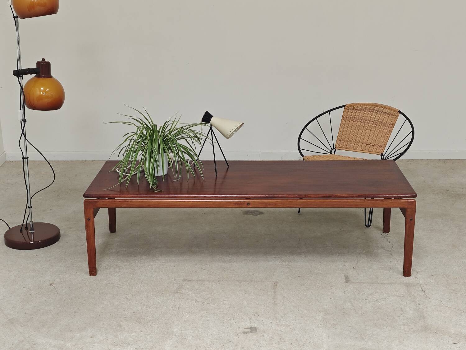 Large Scandinavian teak coffee table Trioh 1960