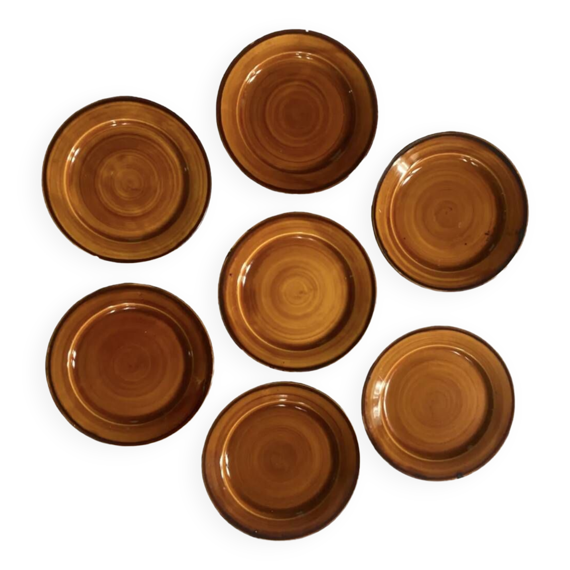 7 Saint Clément flat plates in brown earthenware