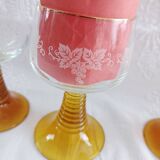Set of 3 amber glass stemware