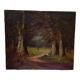 Old painting, oil on canvas representing a forest scene, early twentieth century