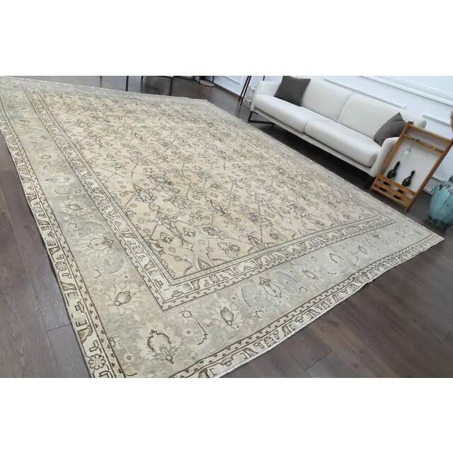 1970s Vintage Persian Handmade Wool Cotton Brown Area Rug 291x370