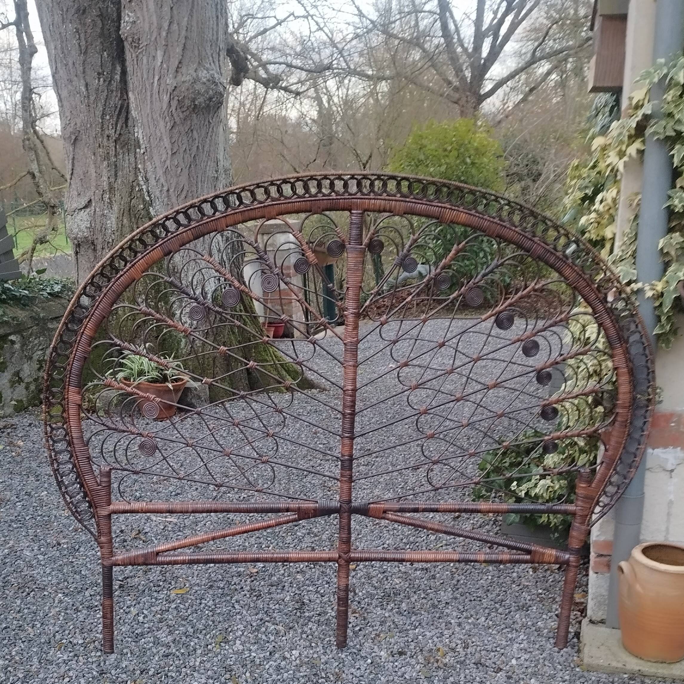 Vintage rattan Peacock headboard