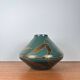 Vintage green & gold glazed ceramic vase