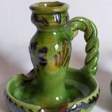 Duo of vintage potter's ceramic candle holders Regional Folk Art