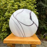 Zebra Swirl Table Lamp, Zijlstra Tiel Dutch Design, Vintage Glass Light, Black & White Stripes, 1990s Home Decor