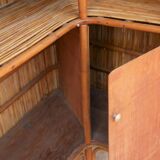 Rattan bar with 3 vintage stools