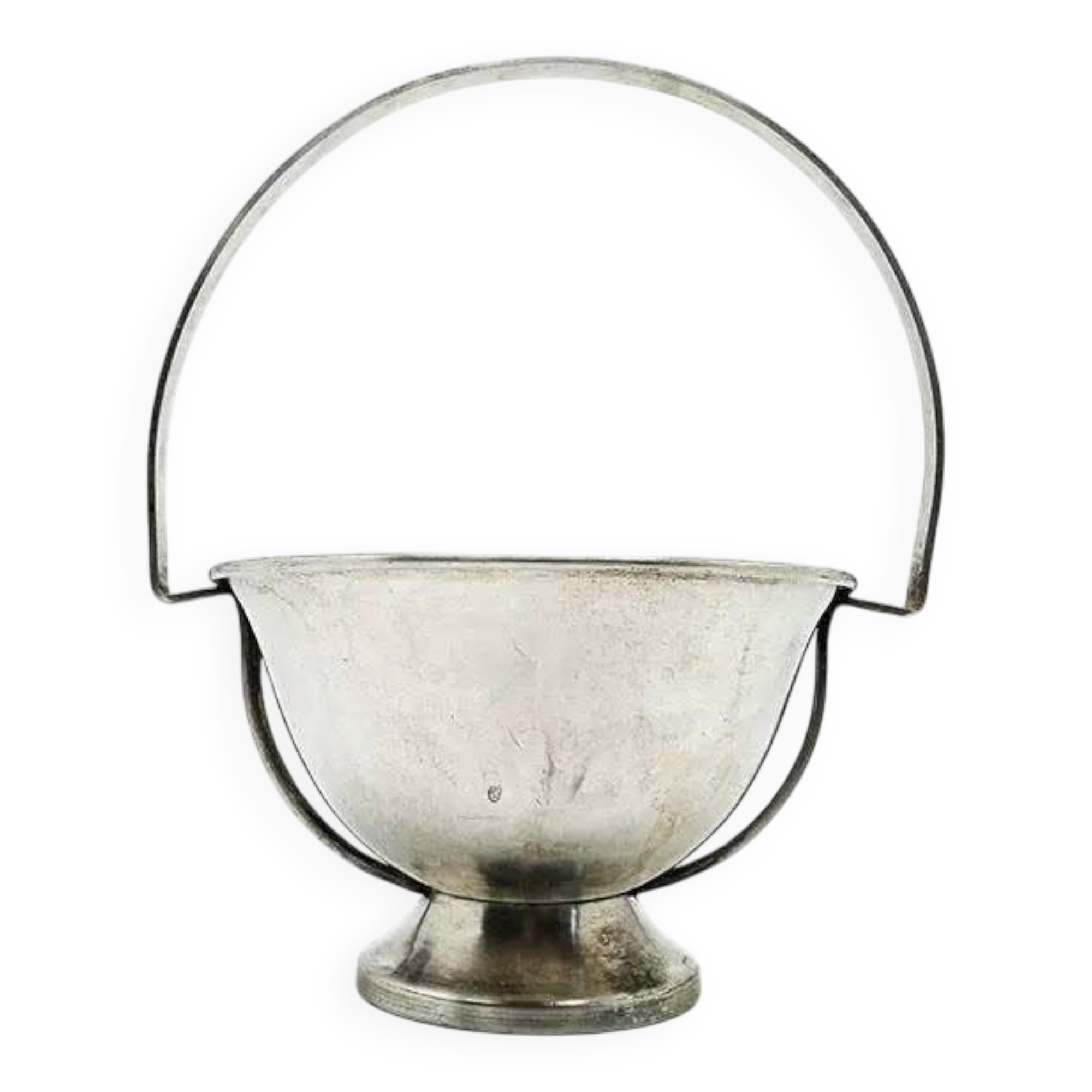 Art Deco sugar bowl, silver-plated brass, Poland, 1920s