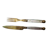 Cutlery for cheeses, desserts, mother-of-pearl & vermeil