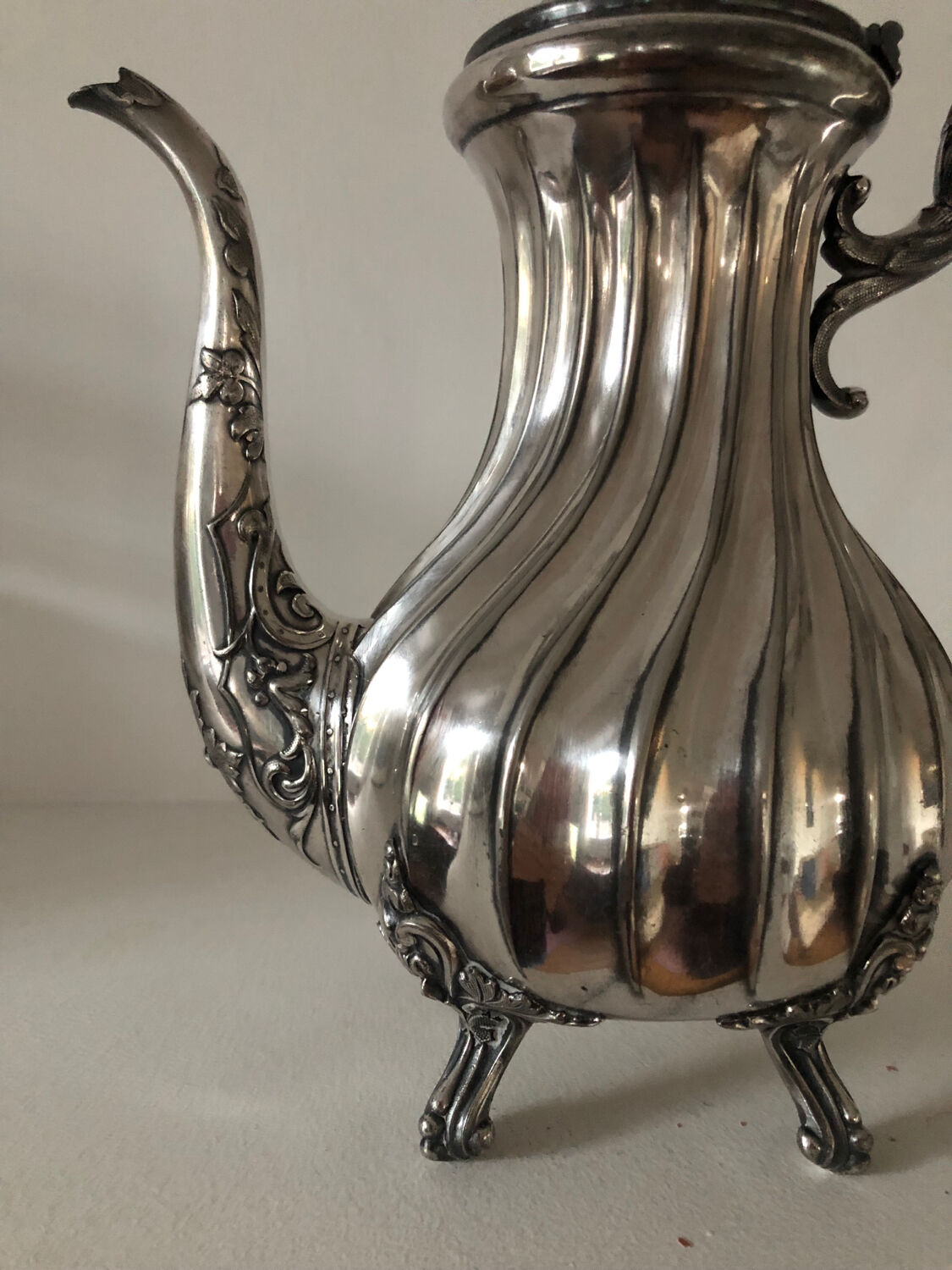 Silver-plated coffee pot and sugar bowl