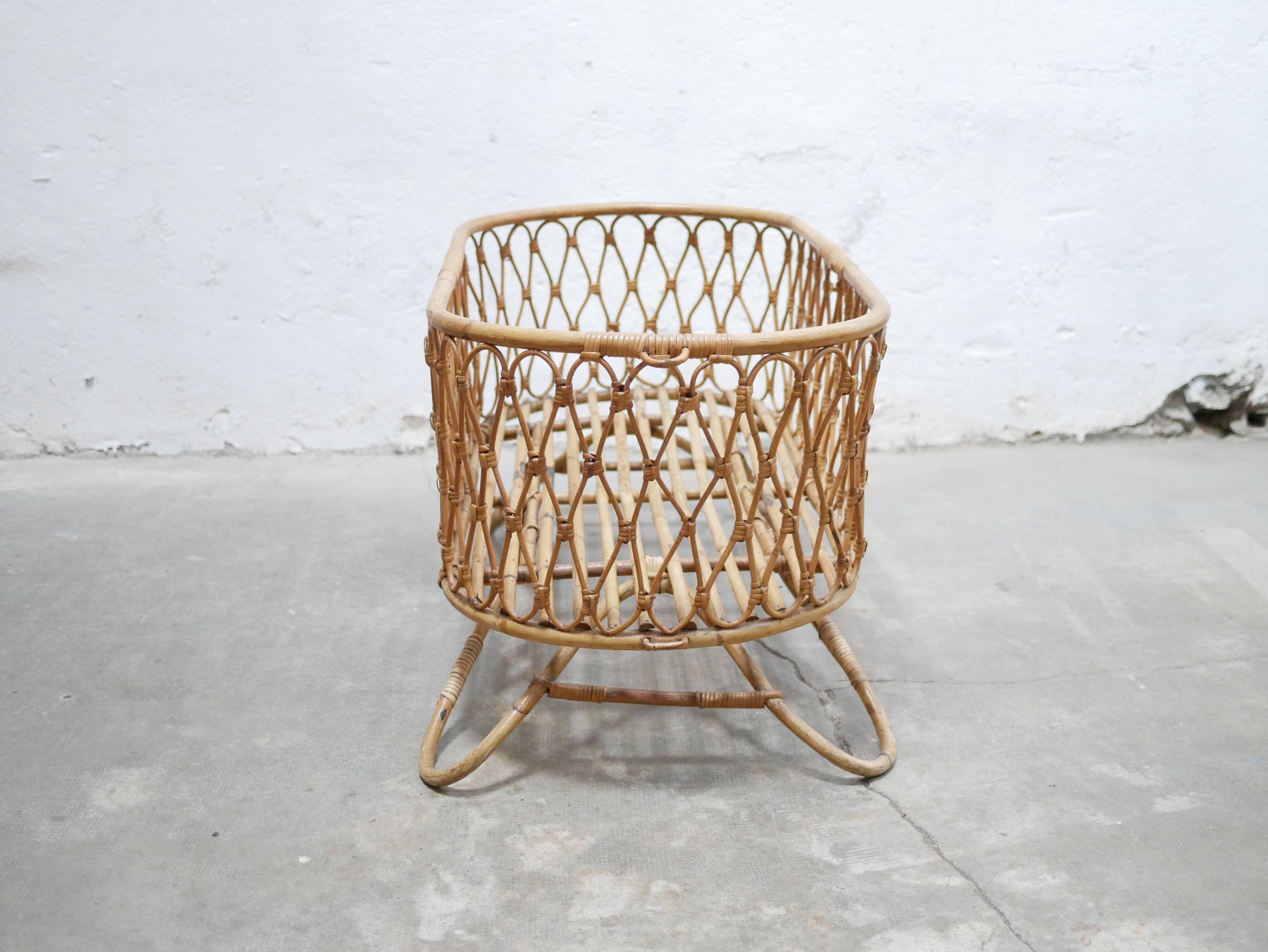 Vintage rattan cradle