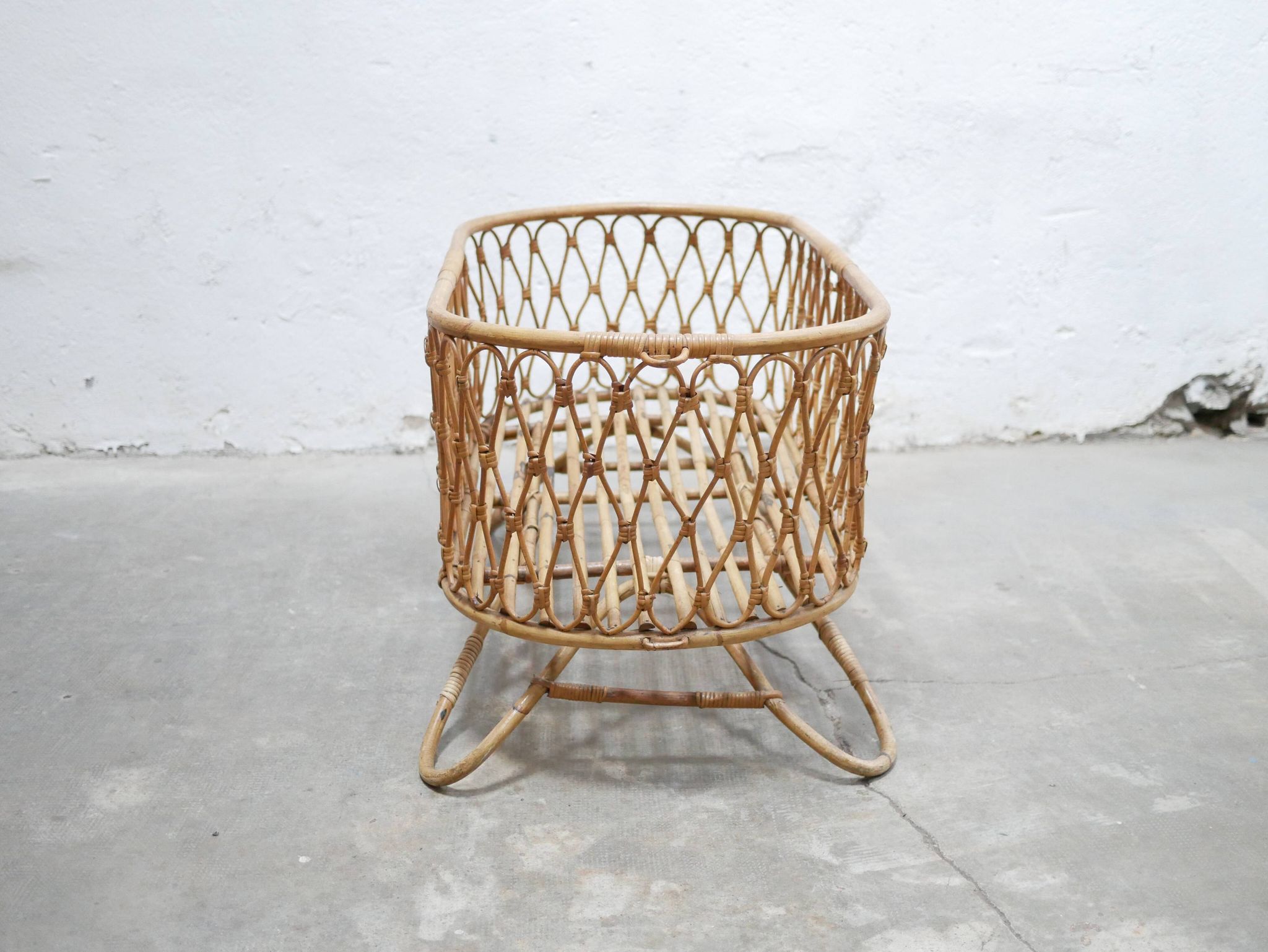 Vintage rattan cradle
