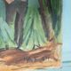 Danish tableau from the 1960s on canvas, colourful art of mountains and valleys.