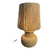 Recomposed stone lamp with rope shade