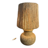 Recomposed stone lamp with rope shade