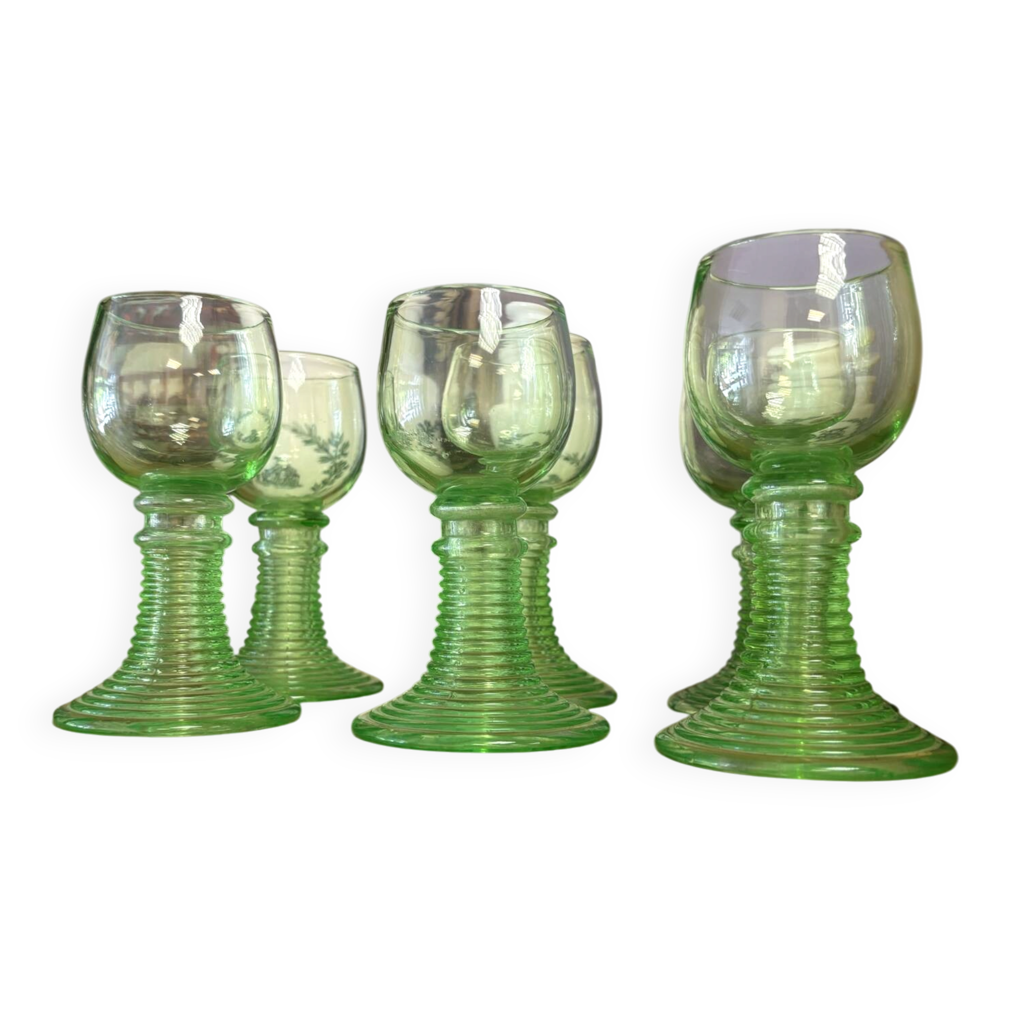 Set of 6 Alsatian crystal stem glasses in ouraline – Röme style