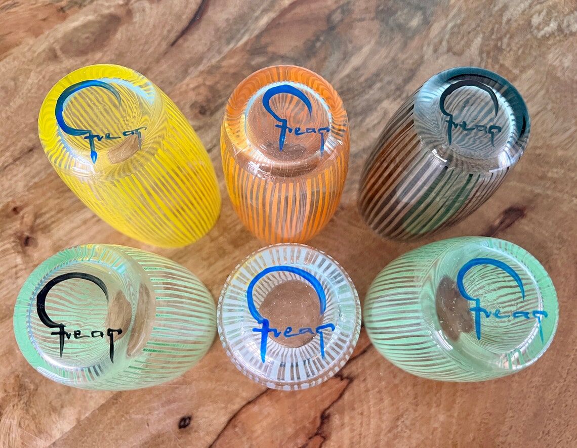 Colored glasses for water and wine mid-century modern 50s 60s