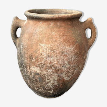 Poterie turque en argile ancienne, pot en argile grise, pot Wabi Sabi, vase à l'huile d'olive Jur