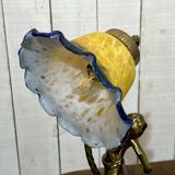 Bronze lamp with glass paste shade - work from the 1970s
