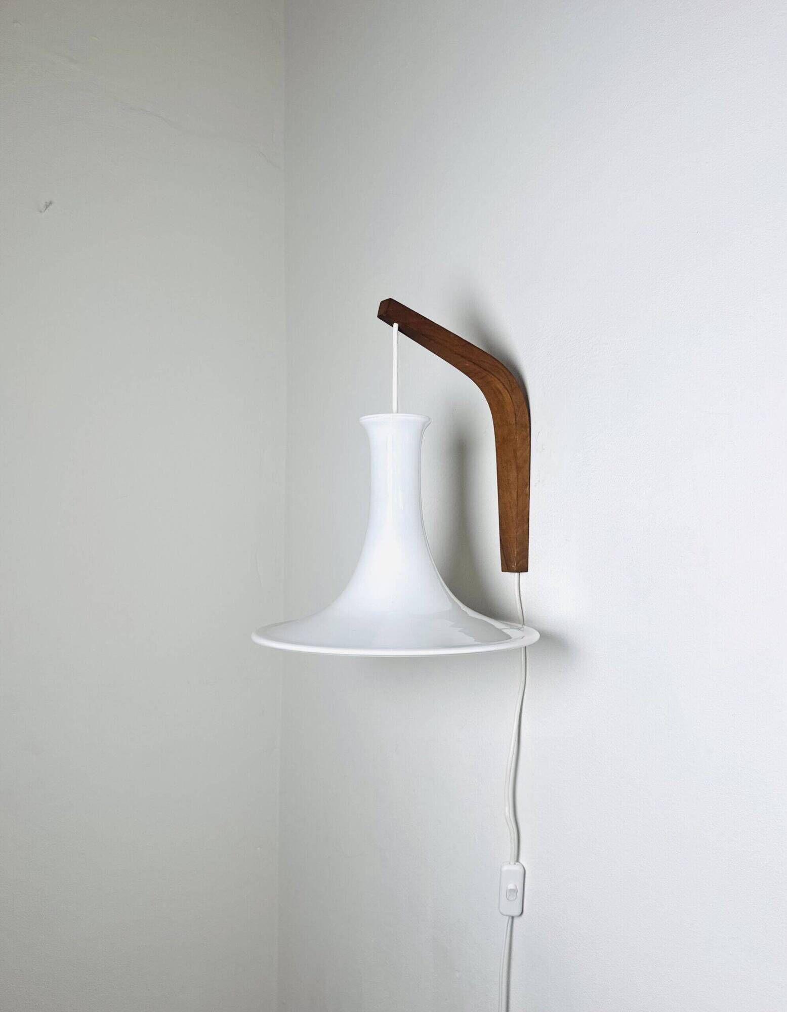 Model 491 Mandarin Wall Light In Milk Glass By Michael Bang For Holmegaard, Denmark 1980S