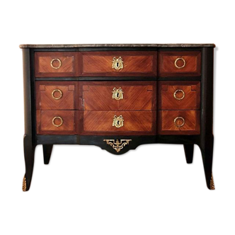 Marquetry and marble style chest of drawers