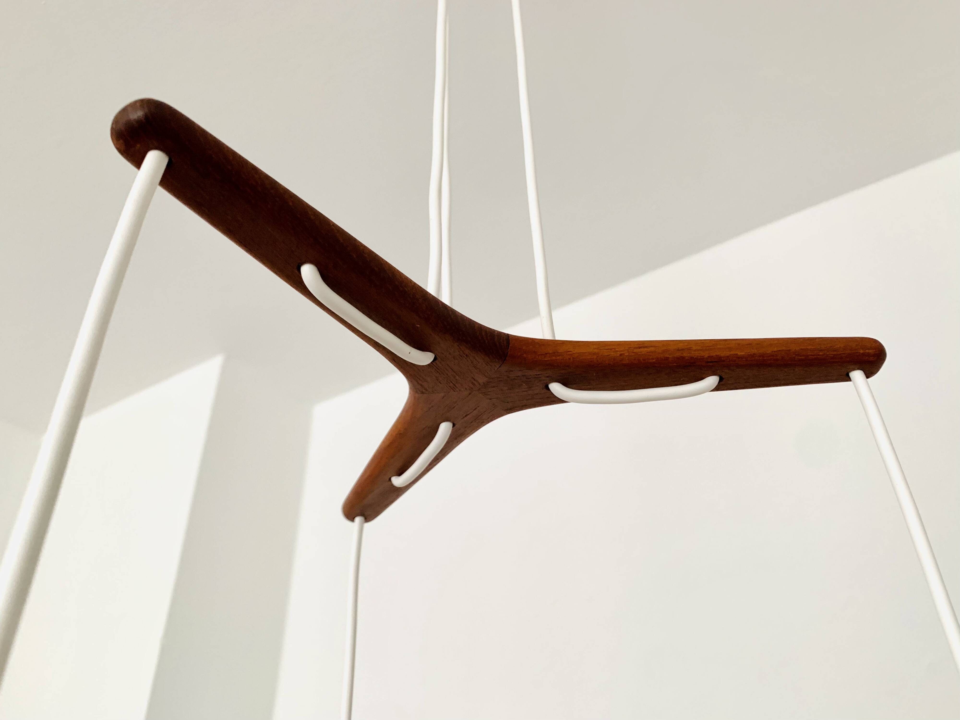 Opaline and Teak Cascading Lamp by Nordisk Solar