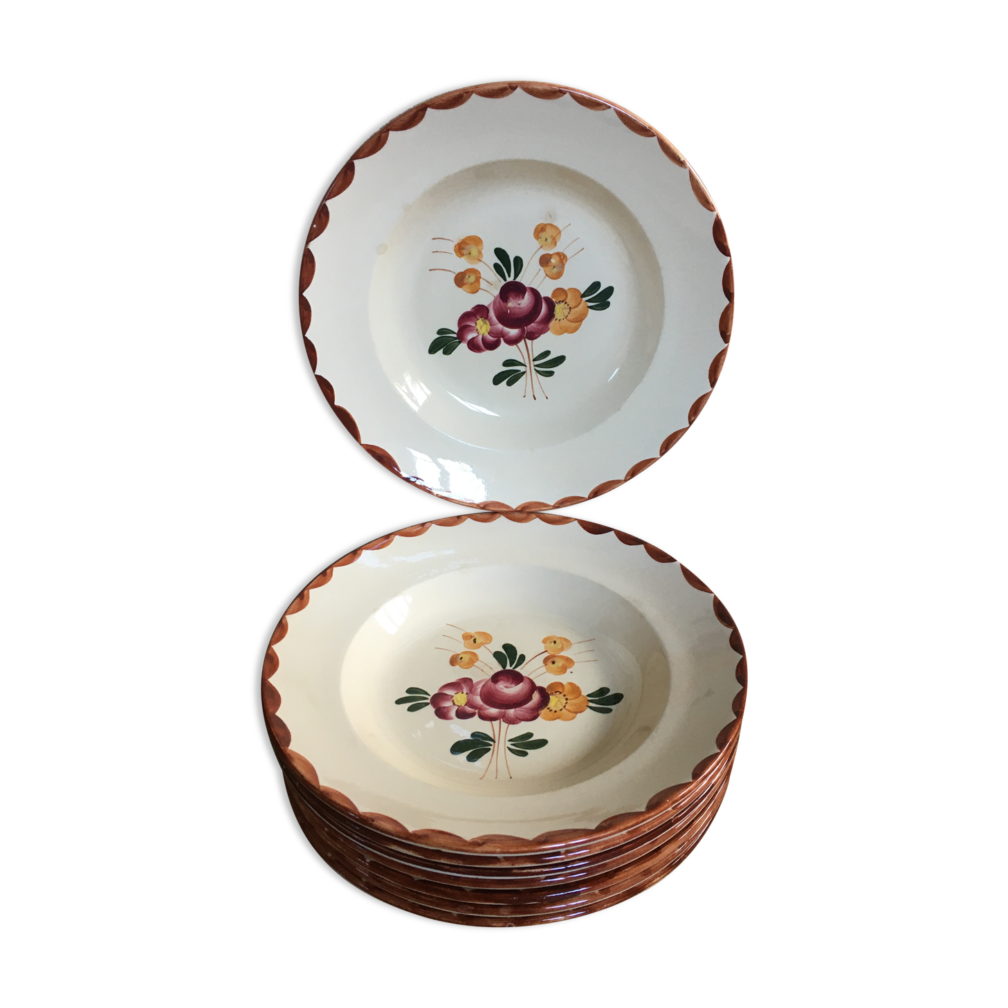 Series of 8 soup plates